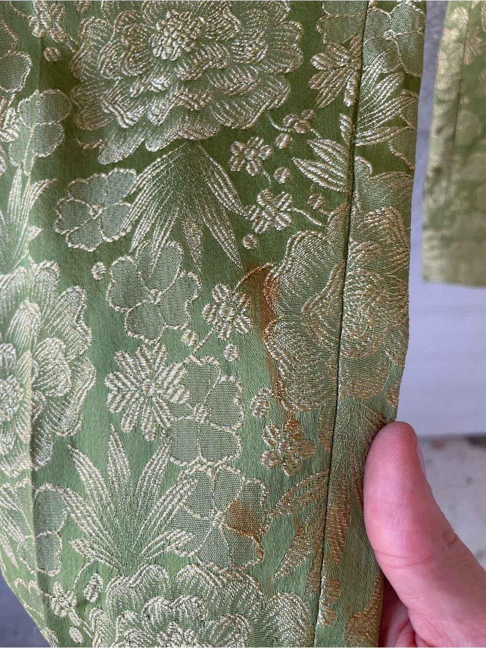 Vintage Kamehameha 2-Pc Green/Gold Floral Woven Blazer/Pant Set - Picture 12 of 13
